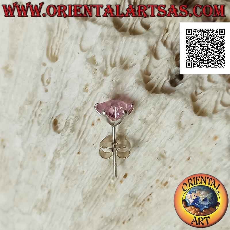 Mini earring in silver, 6mm faceted pink zircon set (star)