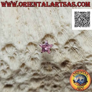 Mini orecchino in argento, zircone rosa sfaccettato incastonato (stella) da 6mm