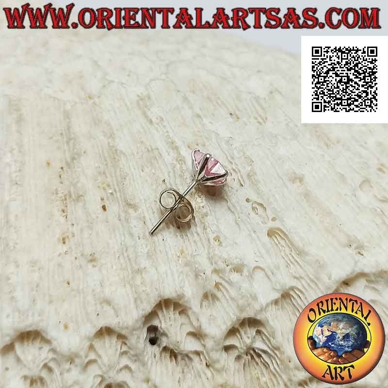 Mini orecchino in argento, zircone rosa sfaccettato incastonato (stella) da 6mm