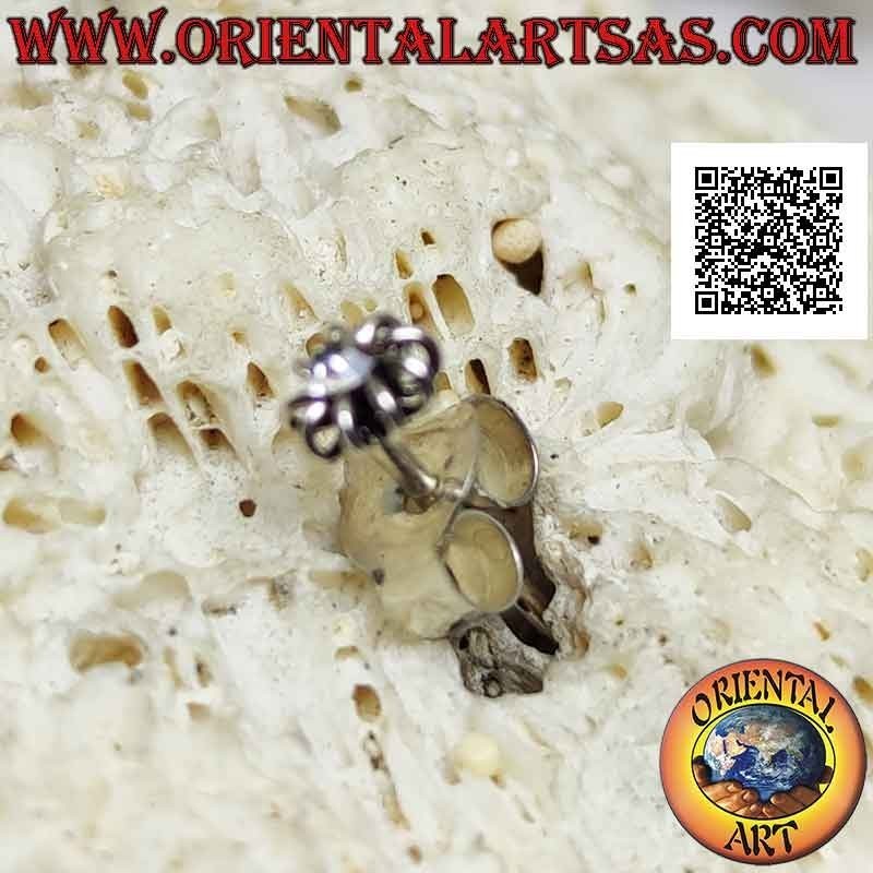 Mini Ohrring / Nasenstecker in Silber, runder Zirkon umrandet von Spitze (2 mm)