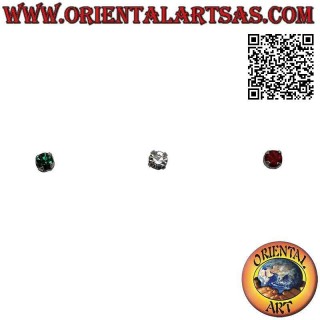 Mini boucle d'oreille / clou de nez en argent, zirconium rond serti épais (3 mm)