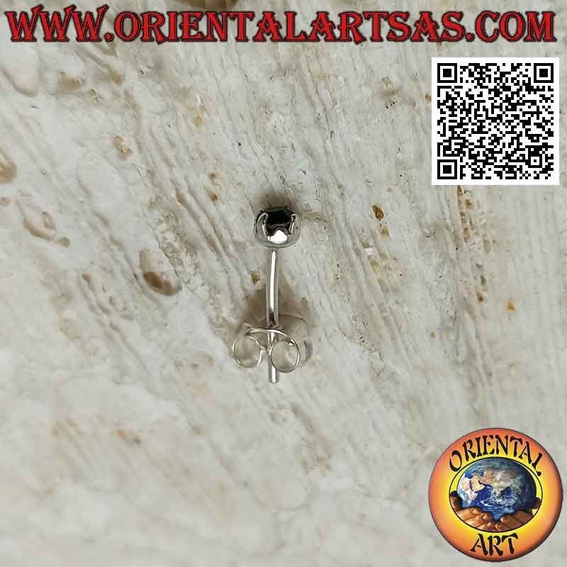 Mini earring / nose stud in silver, thick set round zircon (3 mm)