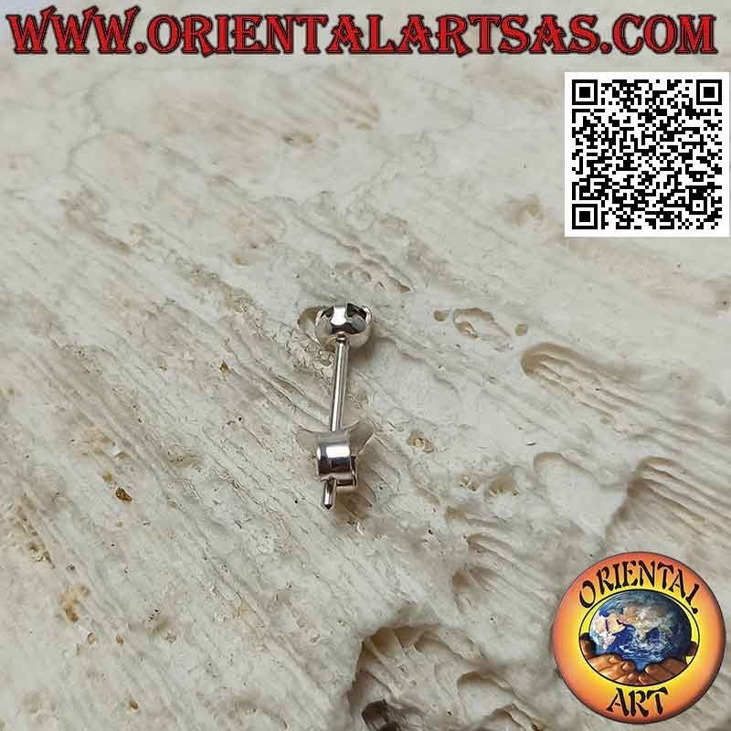 Mini pendiente / espárrago en plata, circonita redonda de engaste grueso (3 mm)