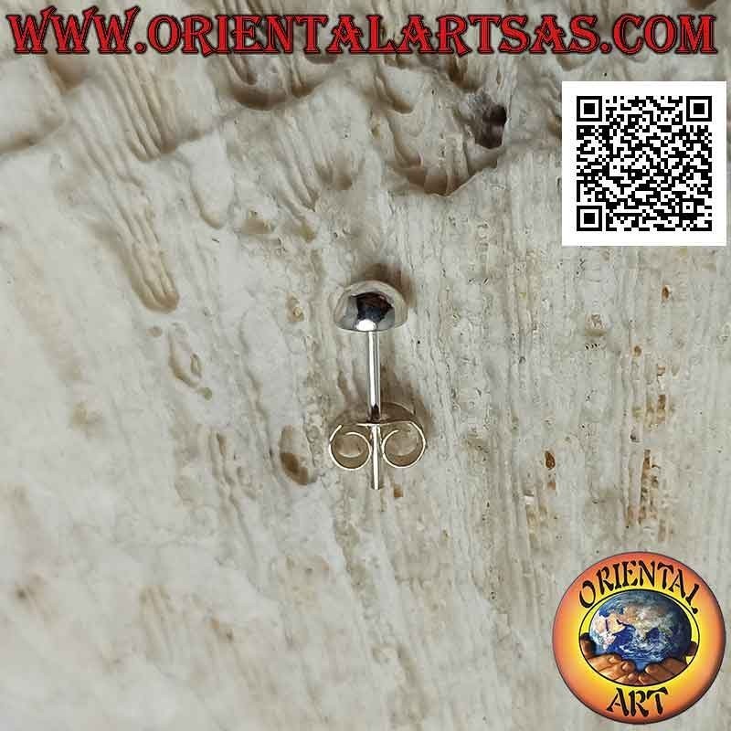 Silver mini earring, the smooth flat hemisphere on the back (4 mm)