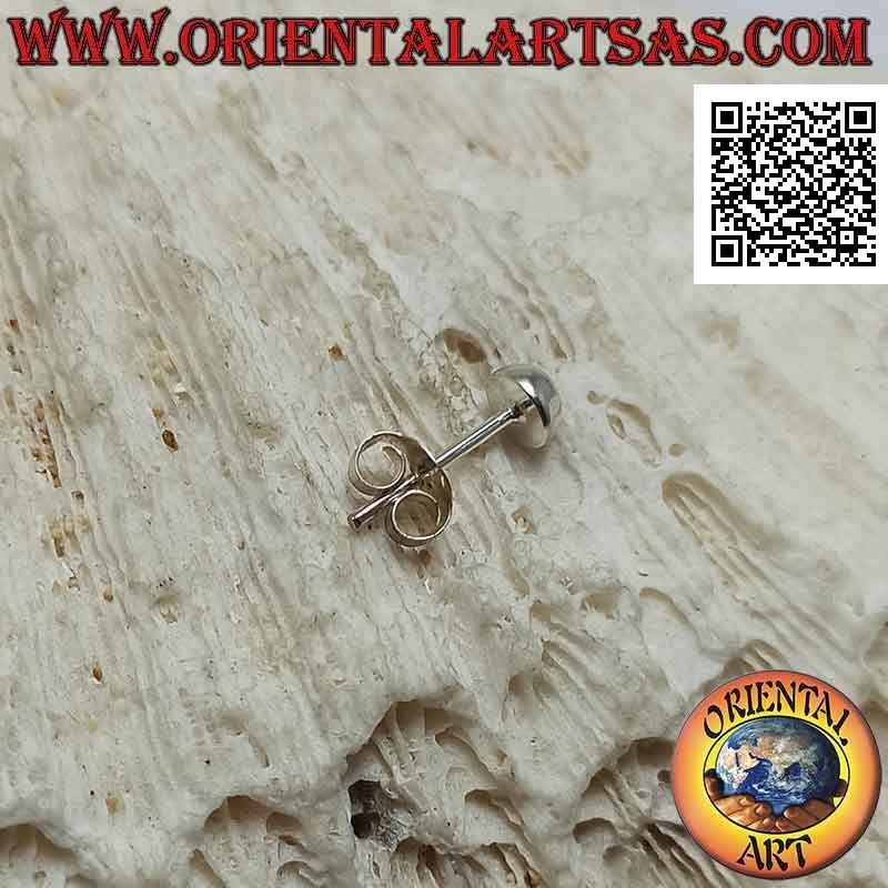 Silver mini earring, the smooth flat hemisphere on the back (4 mm)