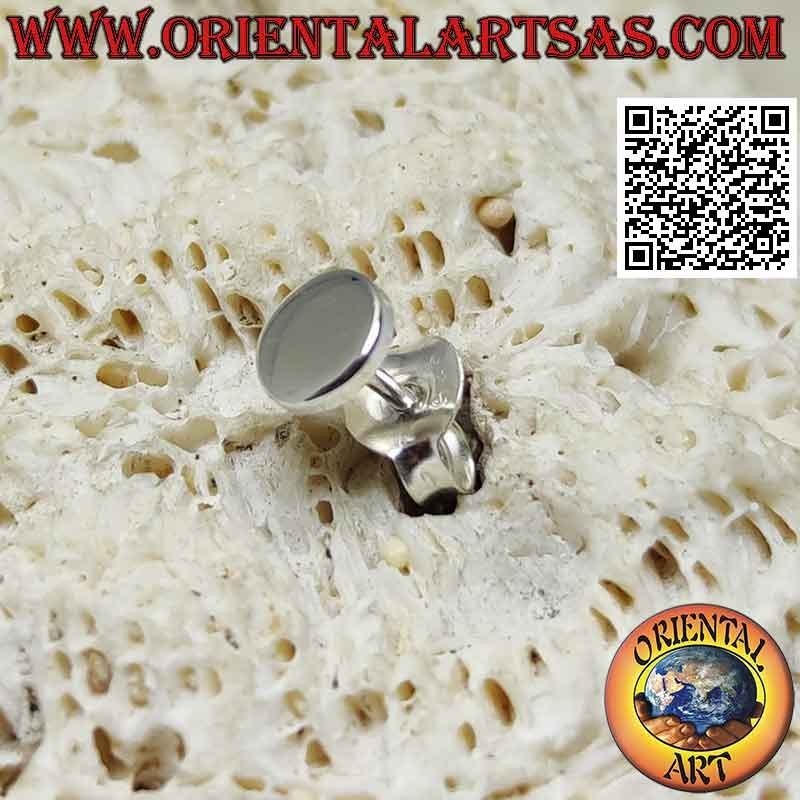 Mini orecchino in argento, la piastra tonda liscia piatta