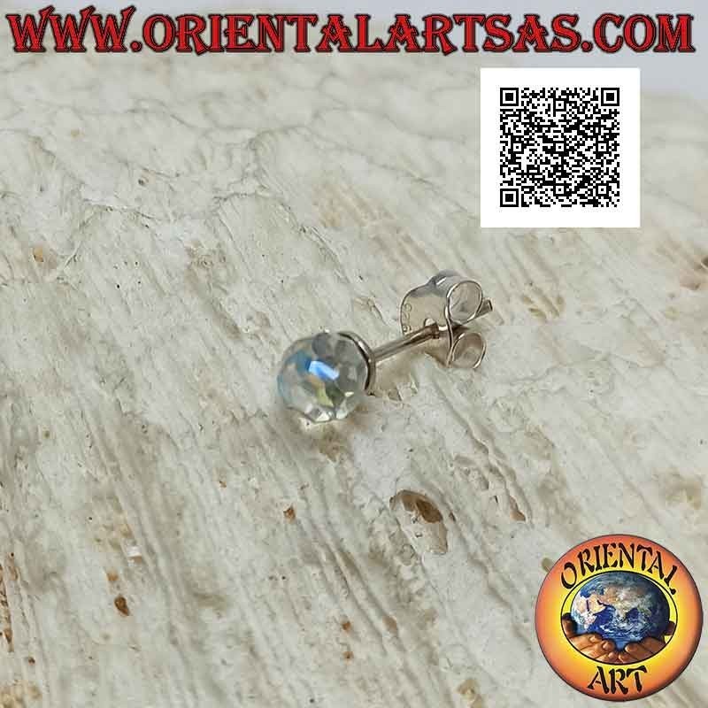 Mini pendiente en plata, la bola de cristal Swarovski facetada (4 mm)