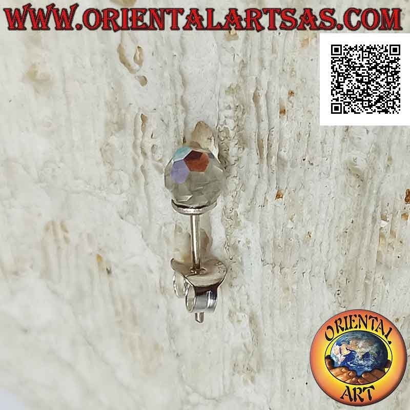 Mini orecchino in argento, la sfera di cristallo Swarovski sfaccettata (4 mm)