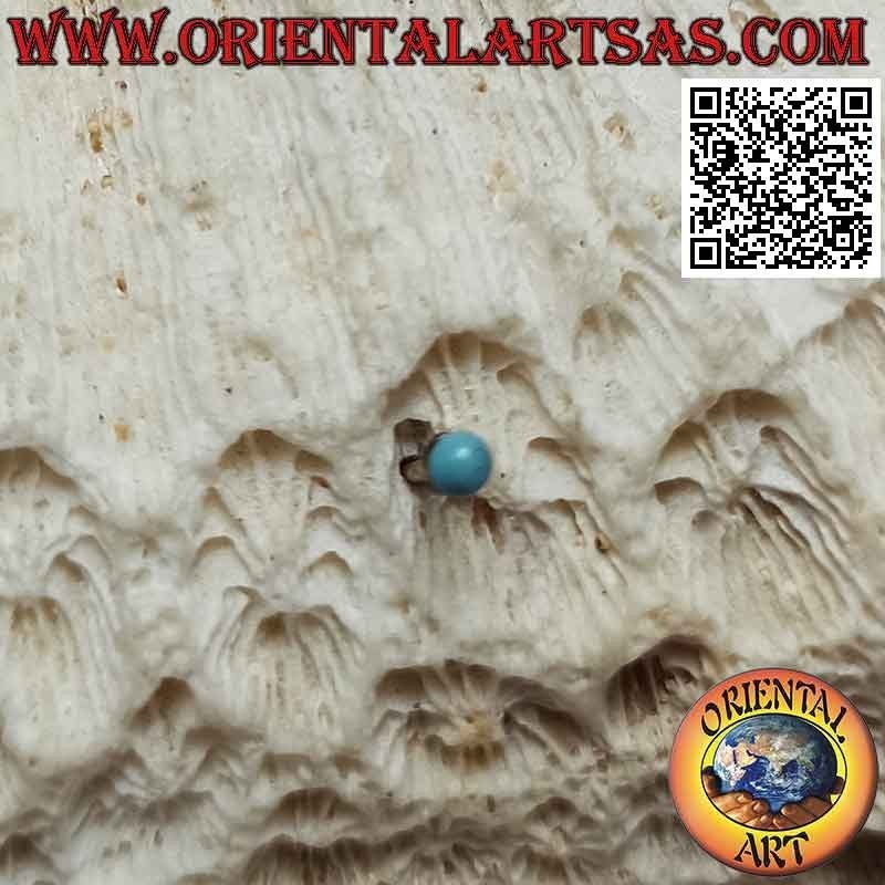 Mini boucle d'oreille en argent, la boule turquoise