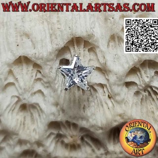 Mini orecchino in argento, zircone bianco sfaccettato incastonato (stella) da 5 mm