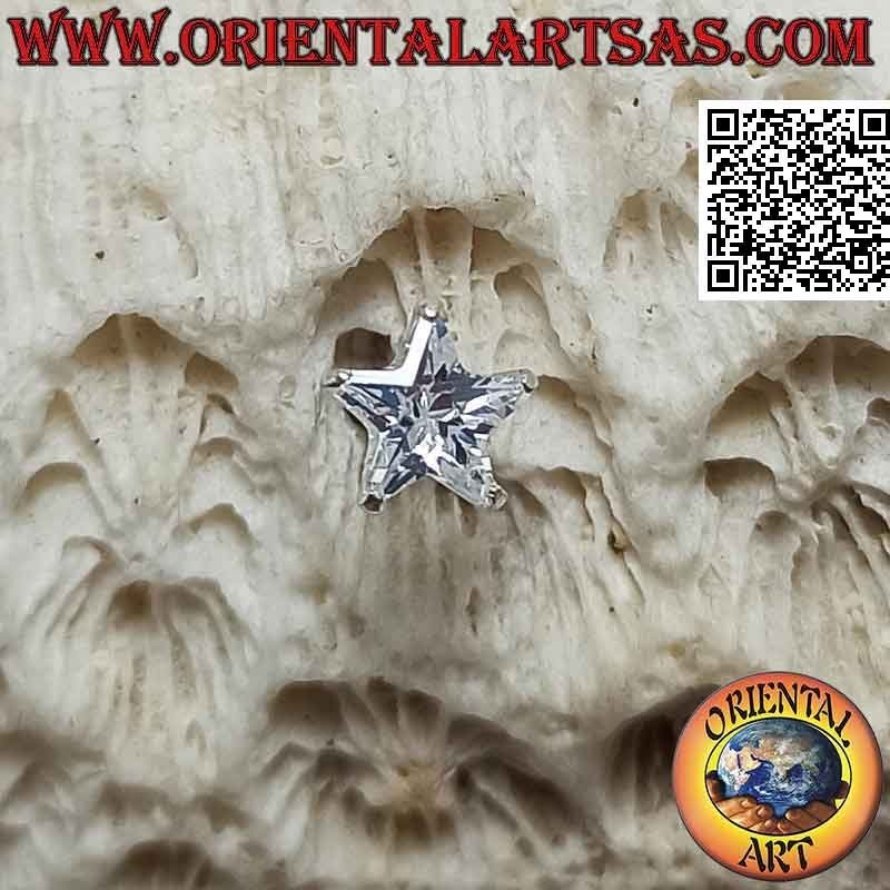 Mini boucle d'oreille en argent, zirconium blanc facetté (étoile) de 5 mm
