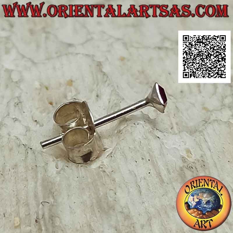 Mini earring / nose stud in silver, square with faceted colored zircon (2 mm) (b)