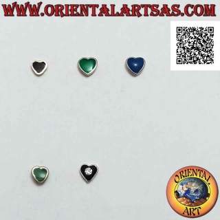 Silberner Miniohrring / Nasenstecker, Herz mit steinbündigem Rand (4 mm)