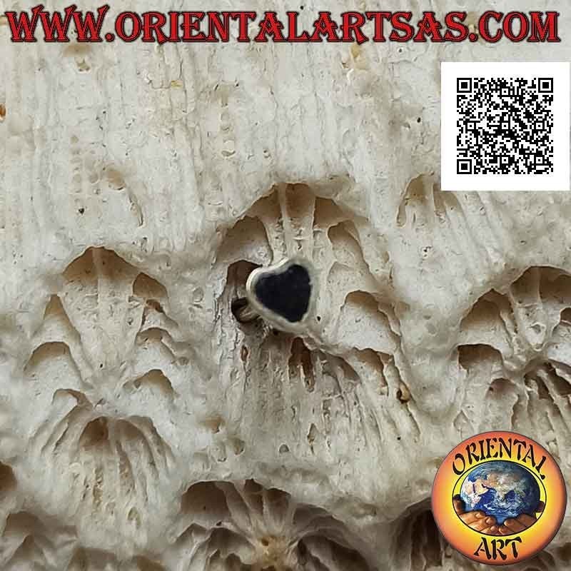 Silver mini earring / nose stud, heart with stone flush edge (4 mm)