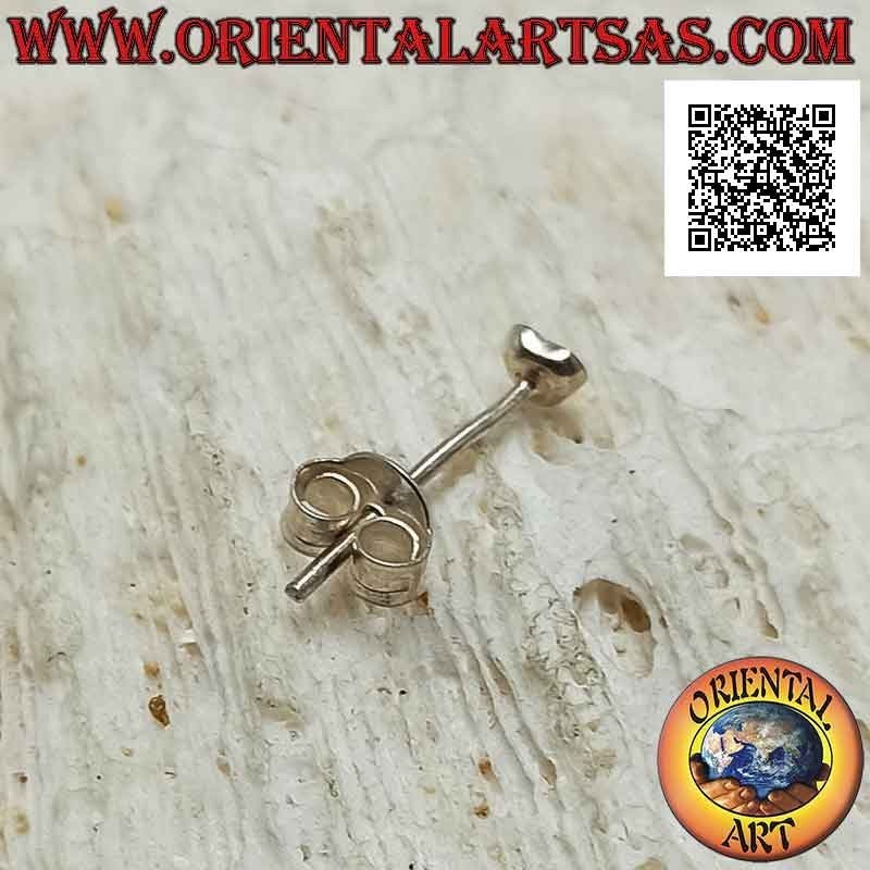 Silver mini earring / nose stud, heart with stone flush edge (4 mm)