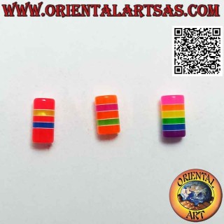 Mini orecchino in argento, il cilindro a strisce multicolore