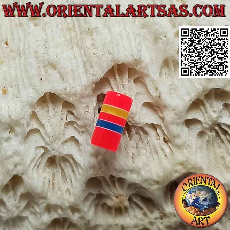 Mini orecchino in argento, il cilindro a strisce multicolore