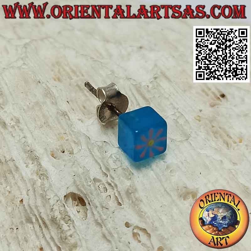 Mini-Ohrring in Silber, der farbige Würfel mit Design