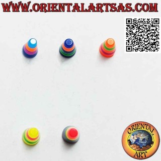 Mini orecchino in argento, il cono smussato a strisce multicolore