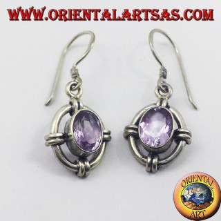 Pendientes de plata con amatista facetada ovalada
