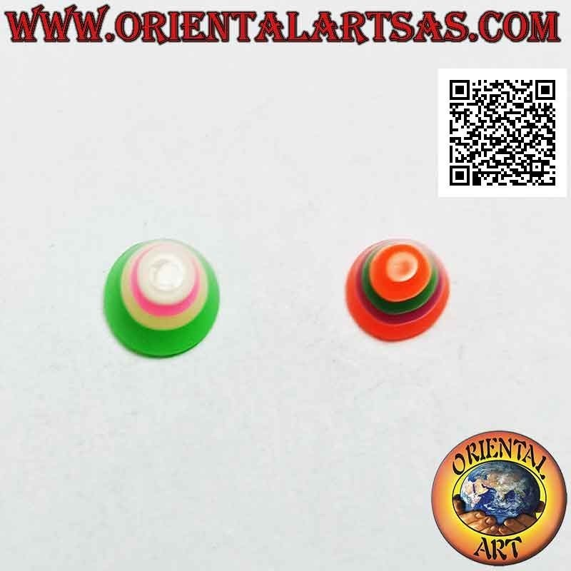 Mini pendiente en plata, la sección cónica con rayas multicolores