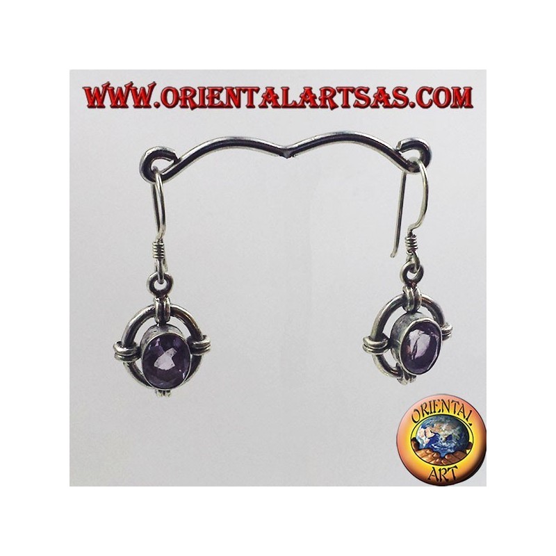 Pendientes de plata con amatista facetada ovalada