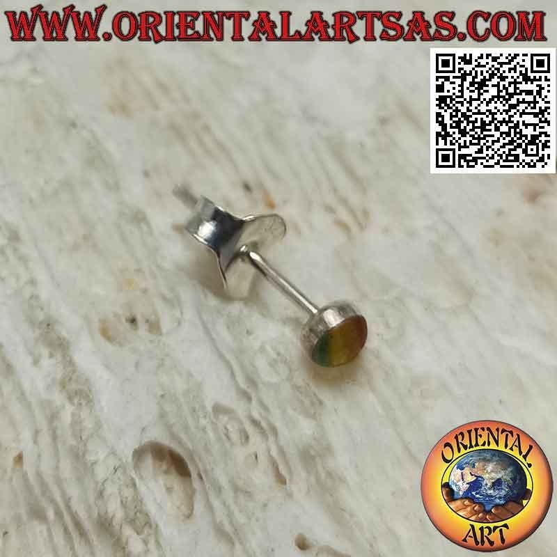 Mini orecchino in argento, il cerchio con strisce multicolore