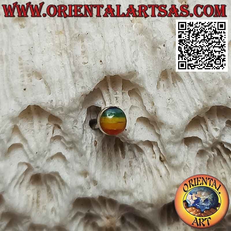 Mini boucle d'oreille en argent, le cercle à rayures multicolores