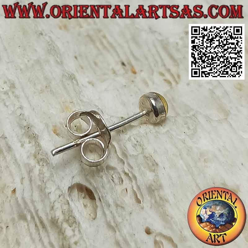 Mini earring in silver, the circle with multicolored stripes