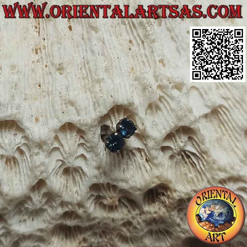 Mini boucle d'oreille en argent, paire de zircons colorés de 3 mm sertis