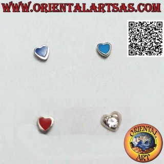 Silberner Miniohrring / Nasenstecker, Herz mit steinbündigem Rand (2 mm)