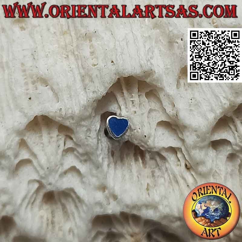 Mini orecchino / puntino da naso in argento, cuore con pietra a filo bordo (2 mm)