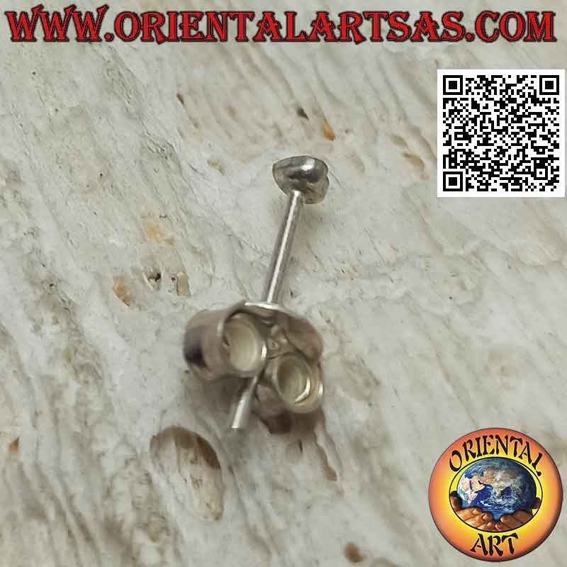 Silver mini earring / nose stud, heart with stone flush edge (2 mm)