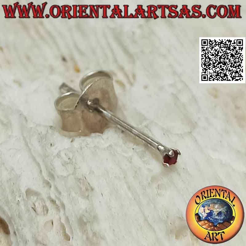 Mini-Ohrring / Nasenstecker in Silber, rund gefasster farbiger Zirkon (1,5 mm)