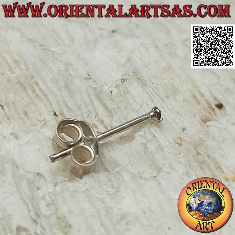 Mini pendiente / espárrago en plata, engastado con circonitas redondas de color (1,5 mm)