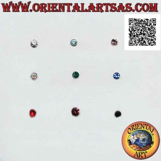 Mini orecchino / puntino da naso in argento, zircone colorato tondo (1,5 mm)