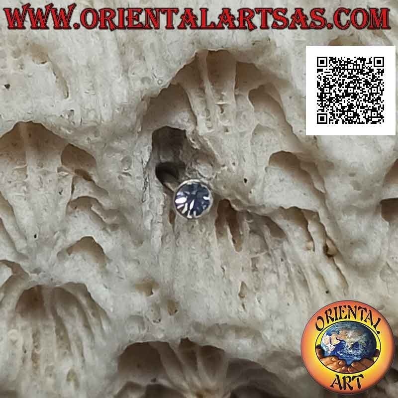 Mini-Ohrring / Nasenstecker in Silber, runder farbiger Zirkon (1,5 mm)