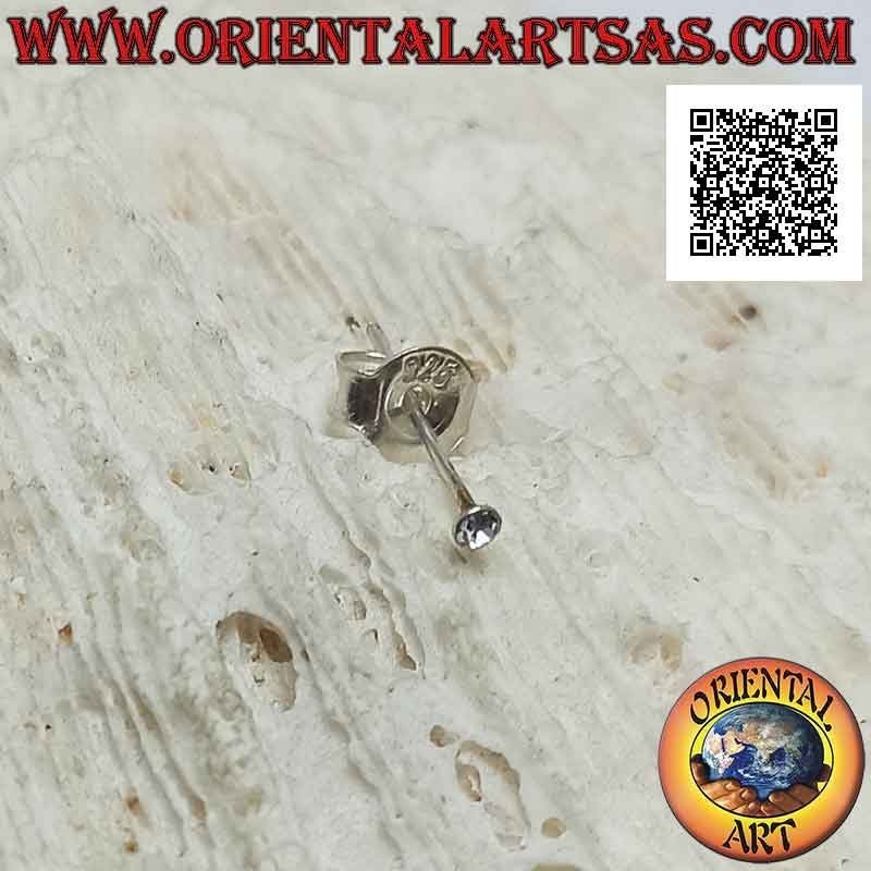 Mini boucle d'oreille / clou de nez en argent, zircon de couleur rond (1,5 mm)