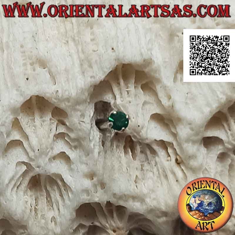 Mini boucle d'oreille / clou de nez en argent, serti de zircons colorés ronds (2 mm)