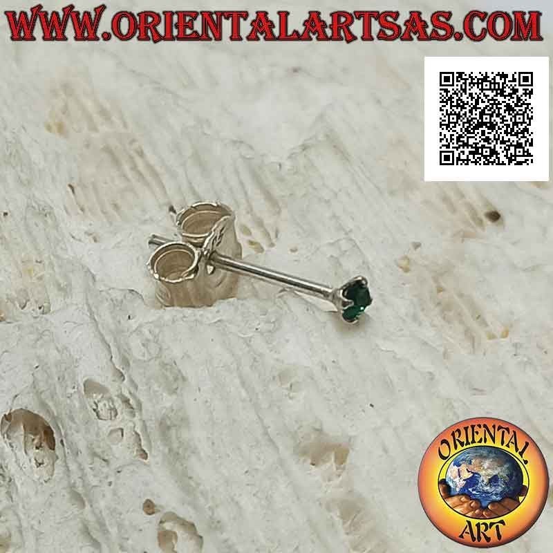 Mini orecchino / puntino da naso in argento, zircone colorato tondo incastonato (2 mm)