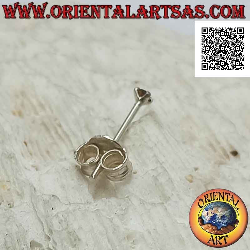 Mini pendiente / espárrago en plata, engastado con circonitas redondas de color (2 mm)