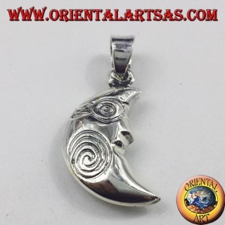 colgante de plata, con espiral de la media luna