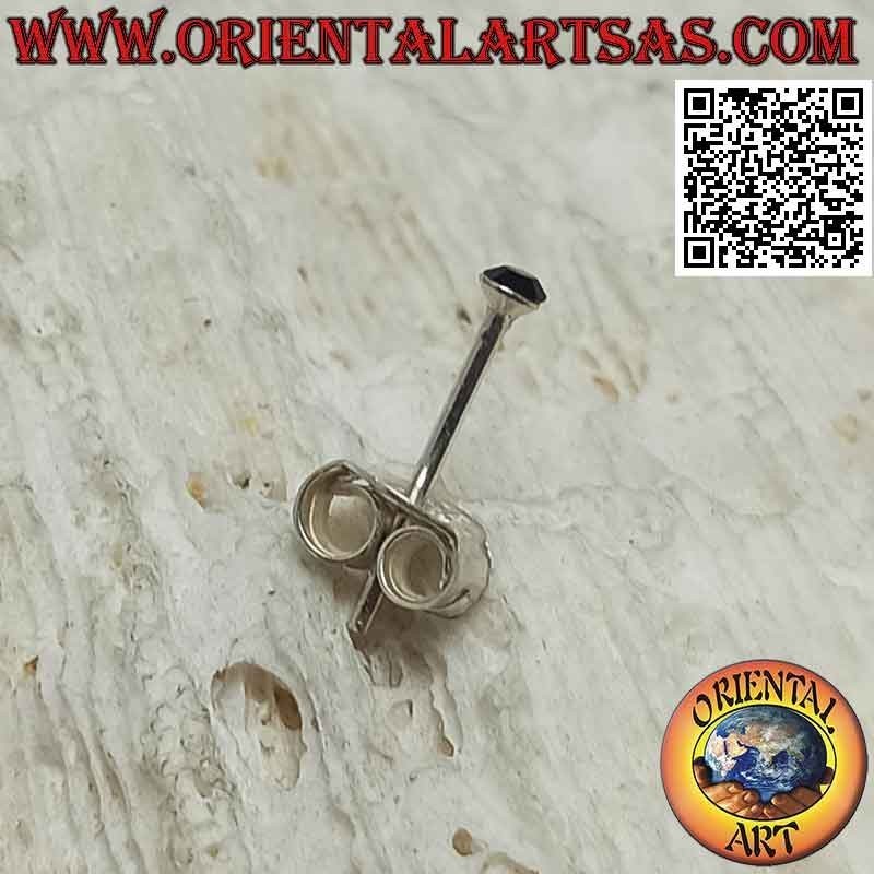 Mini pendiente / espárrago en plata, circonita redonda de color (2 mm)