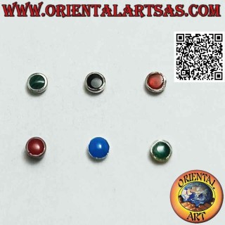 Mini boucle d'oreille / clou de nez en argent, rond avec bord ras de pierre (3 mm)