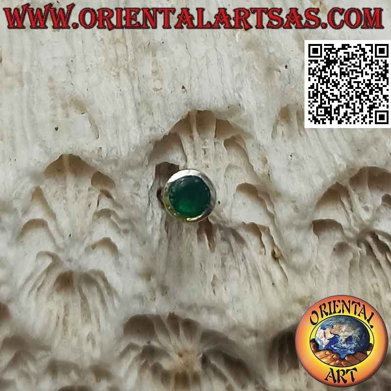 Mini orecchino / puntino da naso in argento, tondo con pietra a filo bordo (3 mm)