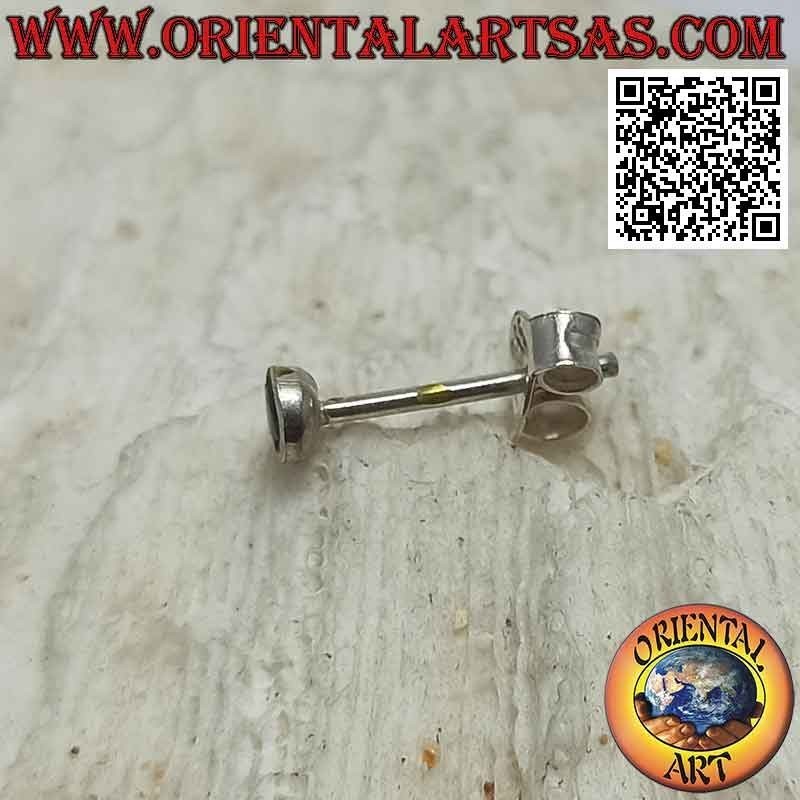 Mini-Ohrring / Nasenstecker in silber, rund mit steinbündigem Rand (3 mm)