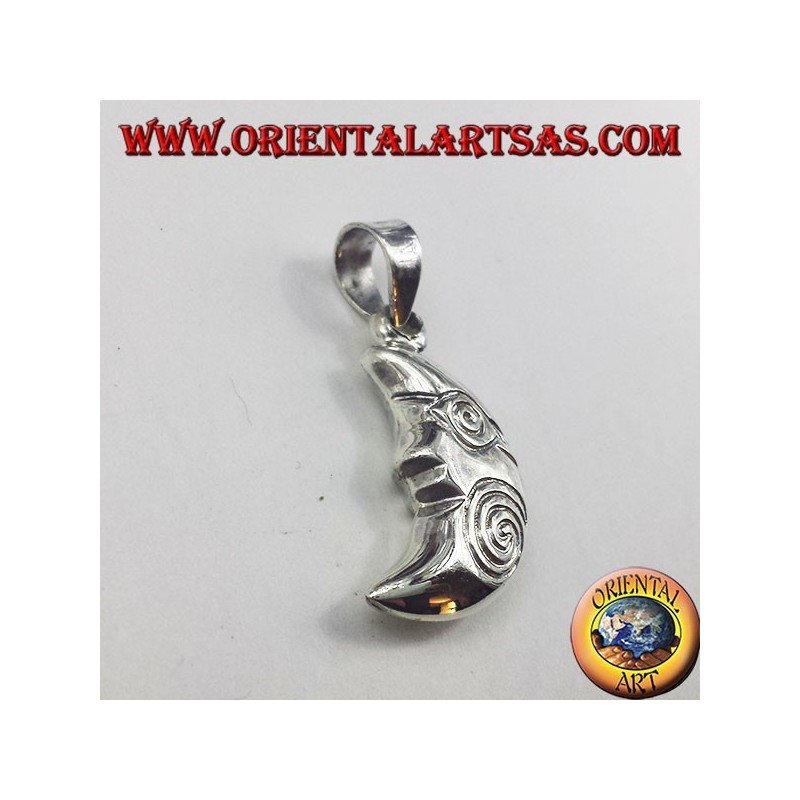 colgante de plata, con espiral de la media luna