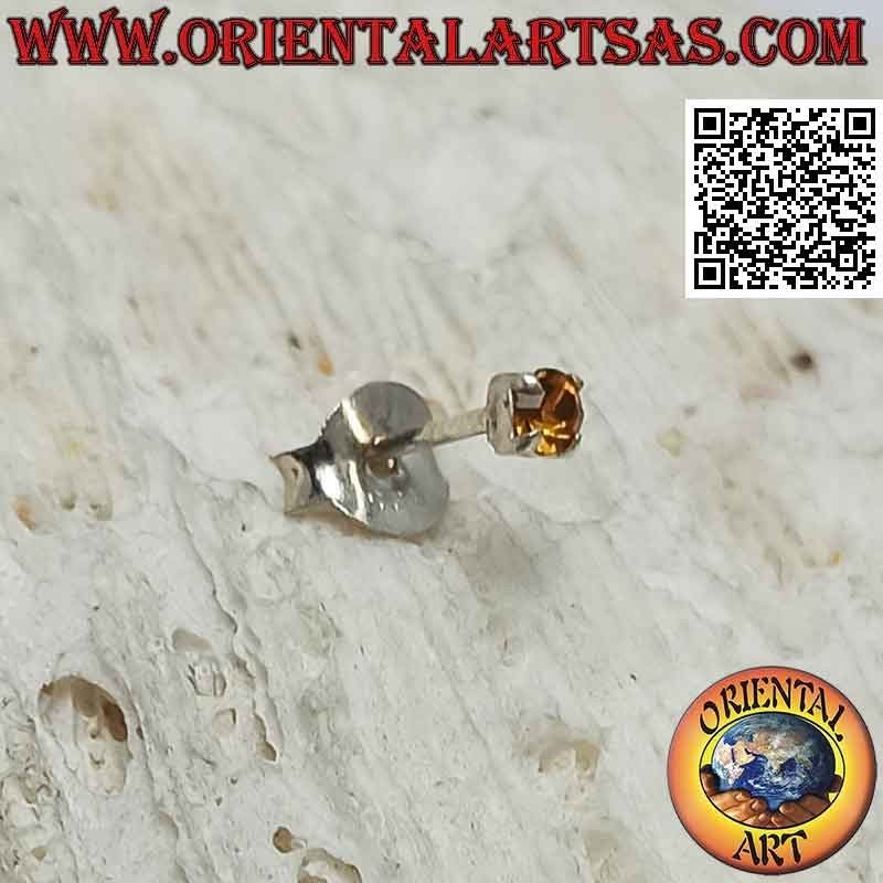 Mini boucle d'oreille / clou de nez en argent, ensemble topaze jaune ronde (2 mm)