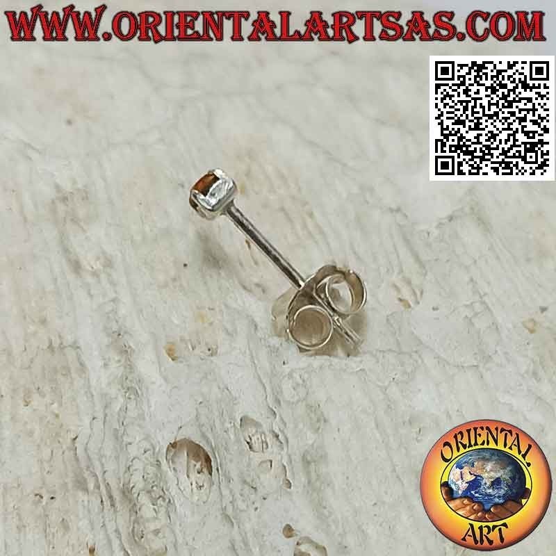 Mini-Ohrring / Nasenstecker in Silber, runder gelber Topas-Satz (2 mm)