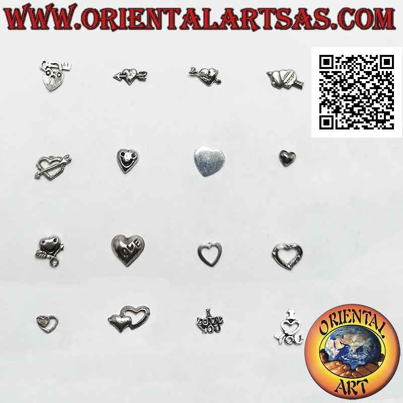 Mini silver earring, the heart of lovers